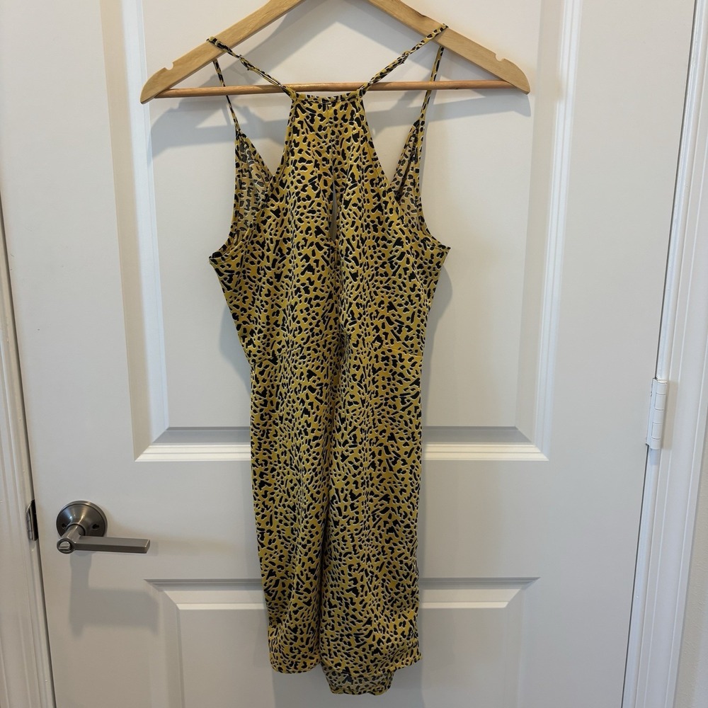 BCBGenteration | Yellow Faux Wrap Mini Dress Sz 0 Animal Print - Picture 8 of 15
